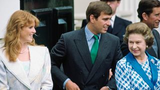 Sarah Ferguson, Prince Andrew and the Queen outside Clarence House