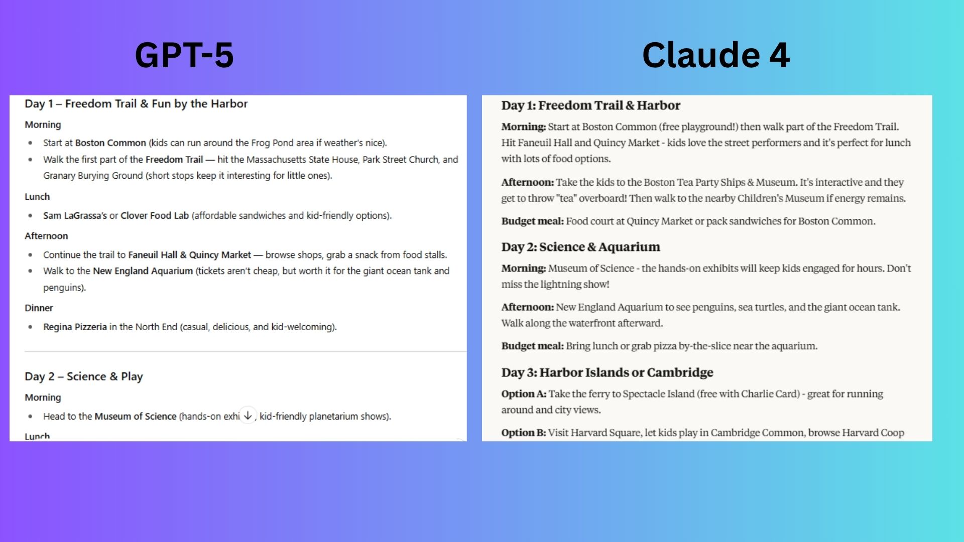 screenshot of GPT-5 and Claude