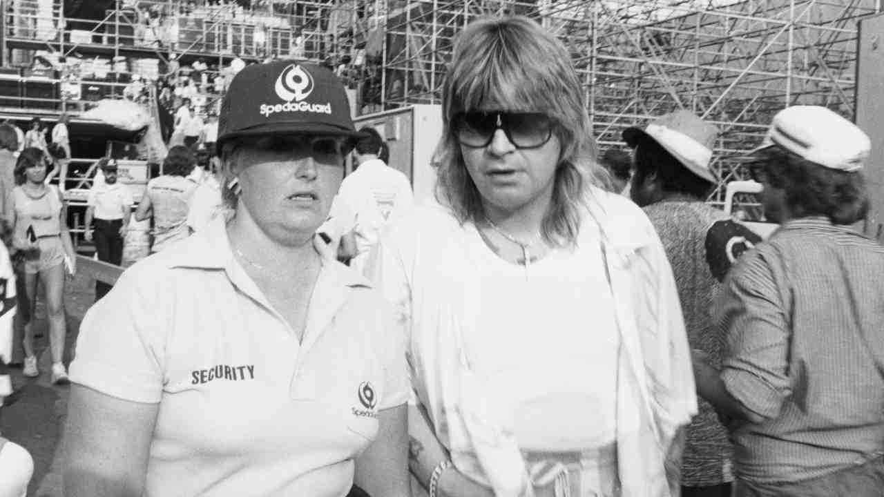 Ozzy Osbourne arrives at the US leg of Live Aid in 1985