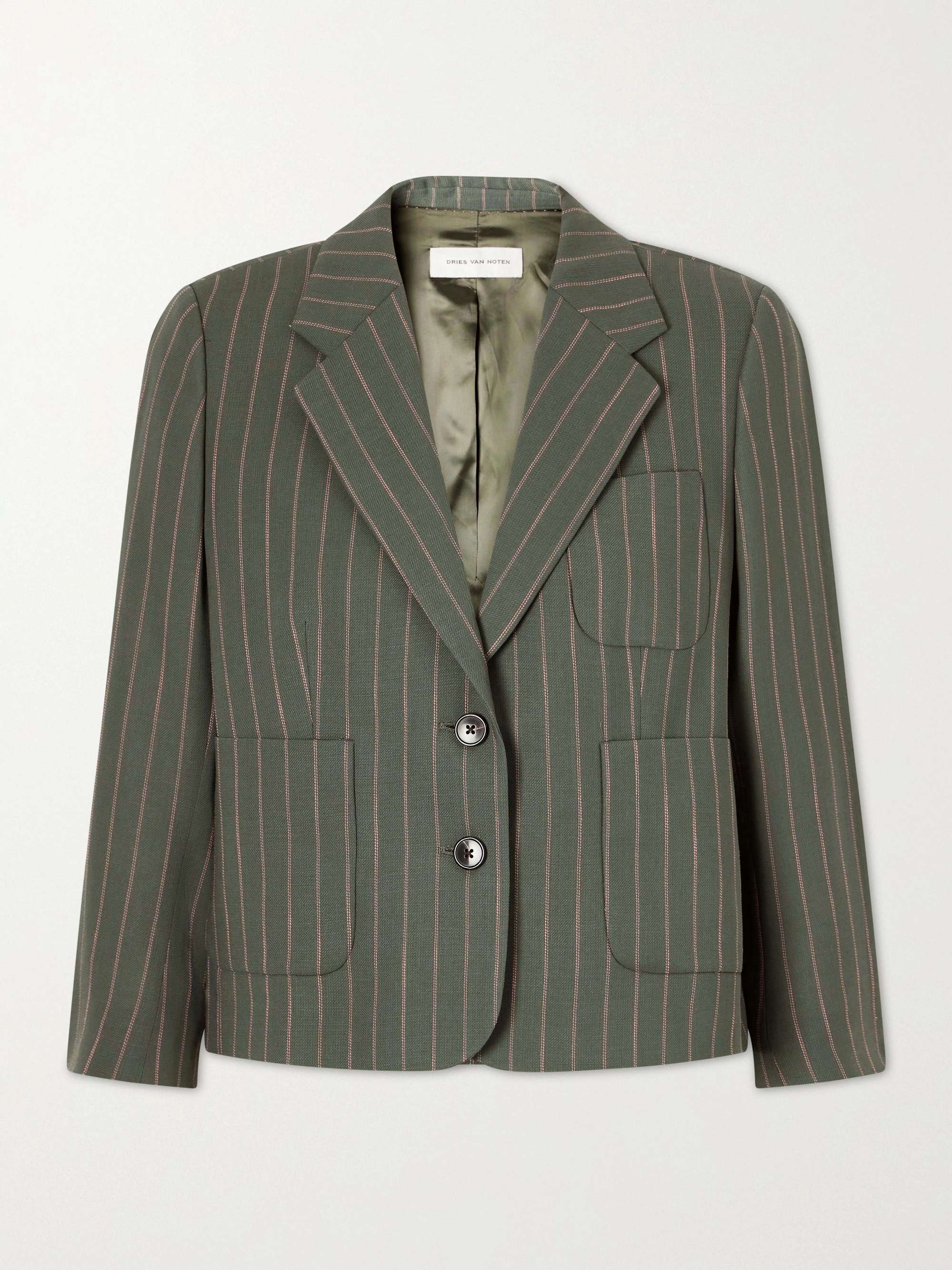 Striped Wool-Blend Twill Blazer