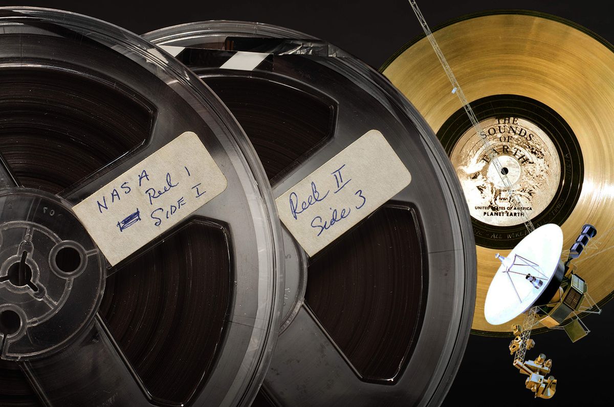 a set of reel-to-reel tapes with the labels &quot;NASA reel 1 side 1&quot; and &quot;reel 2 side 3&quot;