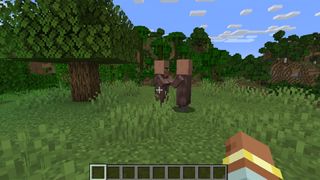 Two villagers standing around in Minecraft