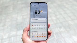 Google Pixel 9 Pro XL AI weather app.