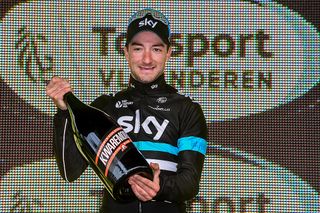 Elia Viviani (Team Sky) wins the stage 2 sprint at Three Days of De Panne
