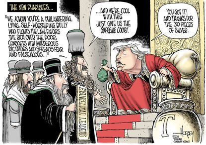Political cartoon U.S. Trump evangelicals Supreme Court