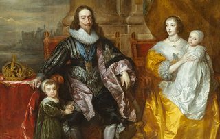 Anthony van Dyck (1599–1641), Charles I and Henrietta Maria with Prince Charles and Princess Mary (‘The Greate Peece’), 1632 Oil on canvas, 303.8 x 256.5 cm RCIN 405353 Royal Collection Trust / © Her Majesty Queen Elizabeth II 2018 Exhibition organised in partnership with Royal Collection Trust