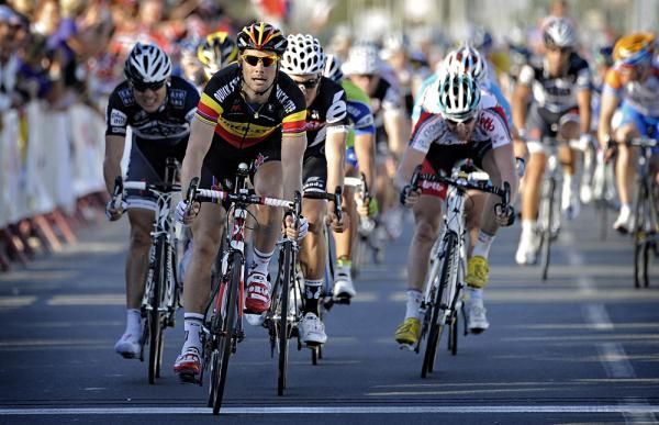 Boonen looks relieved to have gotten a win.