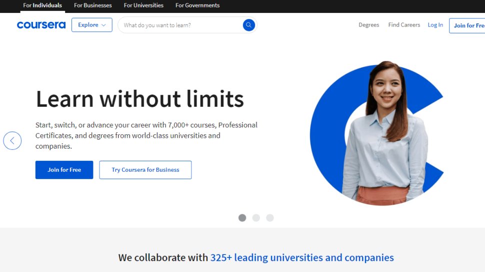 Website screenshot for Coursera