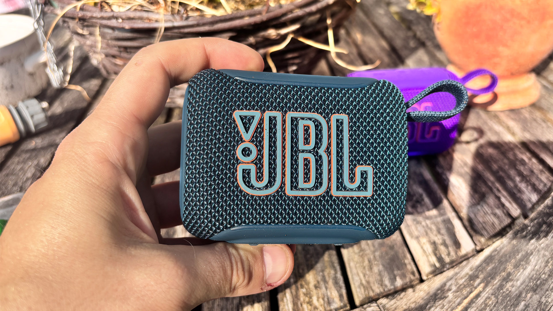 JBL Go 5 speaker in purple finish