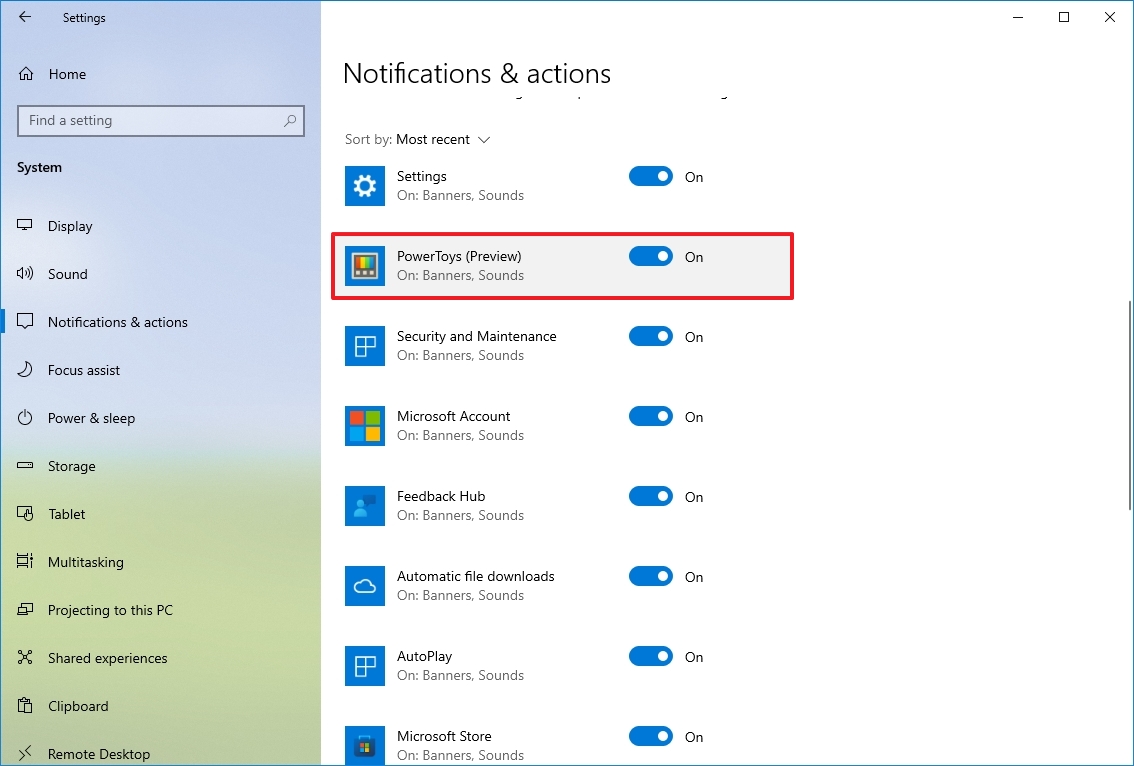 Уведомления и действия Windows 10