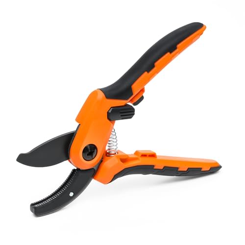 Secateurs Garden Shears Heavy Duty Pruning Shears 8" Garden Secateurs &amp;amp; Pruning Scissors With Carbon Steel Blade &amp;amp; Clippers for Plants Trees &amp;amp; Hedges - Foam Grip (anvil Pruner)