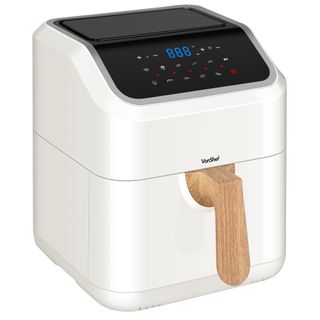 Cream and wood air fryer