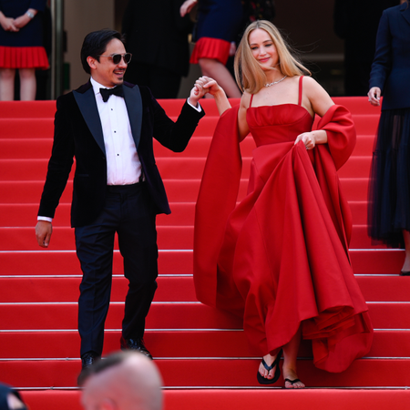 Jennifer Lawrence attends the "Anatomie D'une Chute (Anatomy Of A Fall)" red carpet during the 76th annual Cannes film festival at Palais des Festivals on May 21, 2023 in Cannes, France.