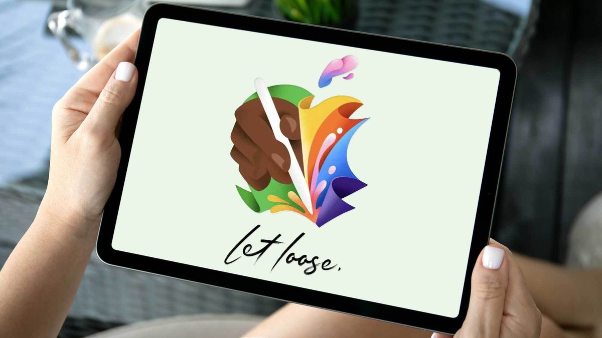 The Apple Let Loose invitation image on an iPad