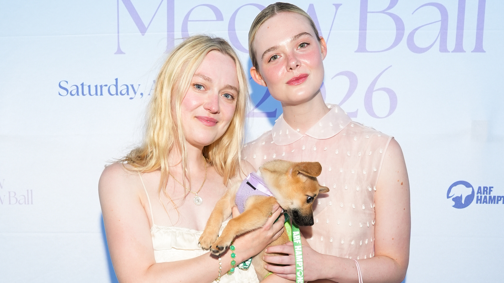 Sisters Dakota and Elle Fanning coordinated in the slouchy pouch bag trend 