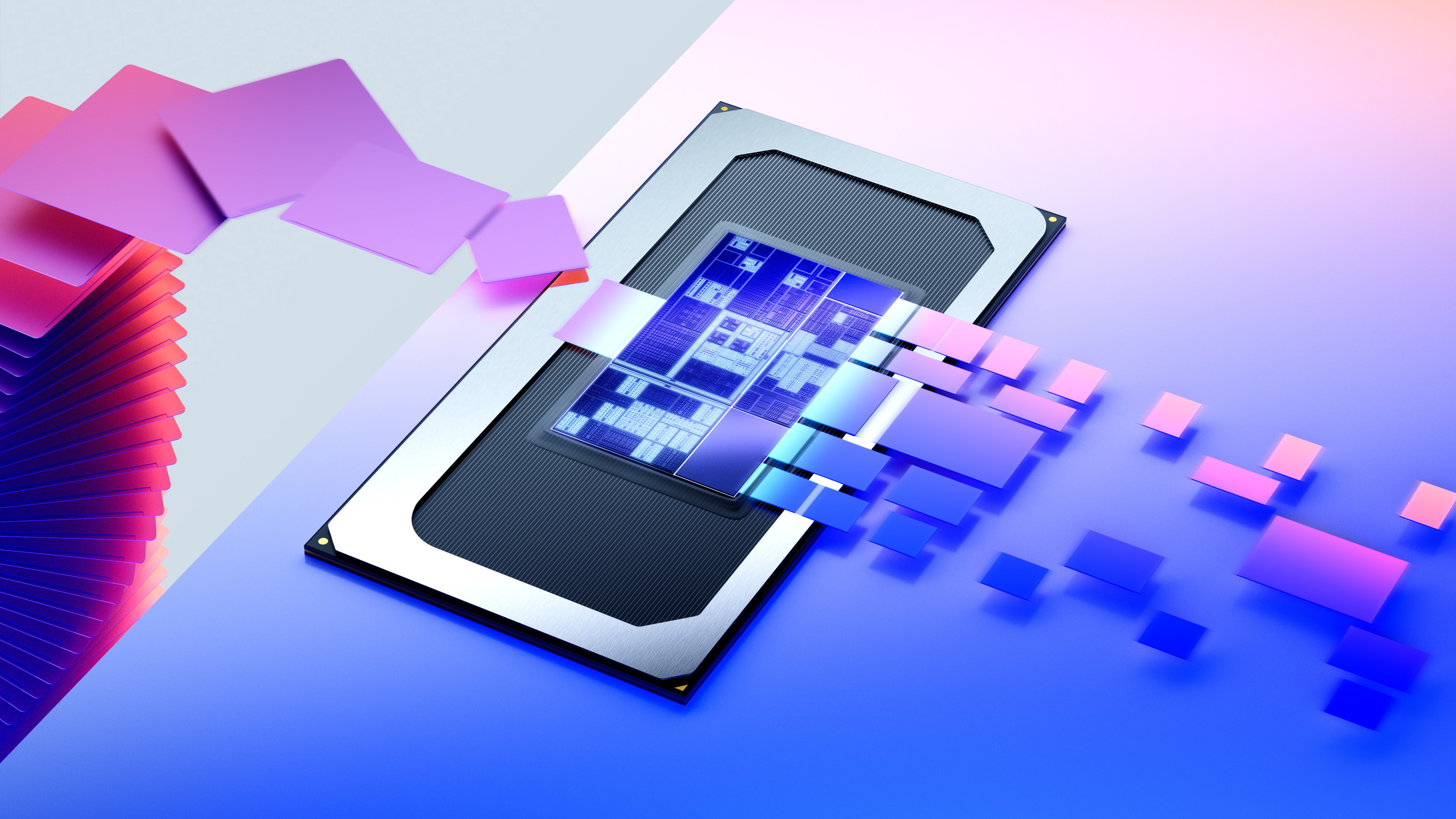 A stylized, promotional render for Intel's Panther Lake processors