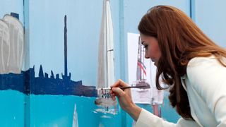 Catherine, Princess of Wales paints a yacht on a mural