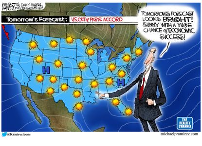 Political cartoon U.S. Trump Paris&nbsp;Agreement climate change economy business
