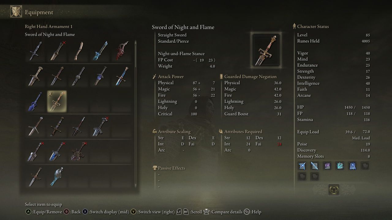 night and flame stats