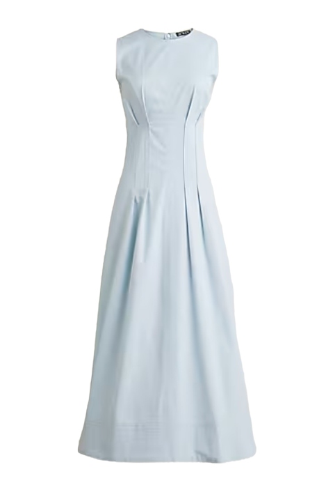 Pintuck Midi Dress in Stretch Twill