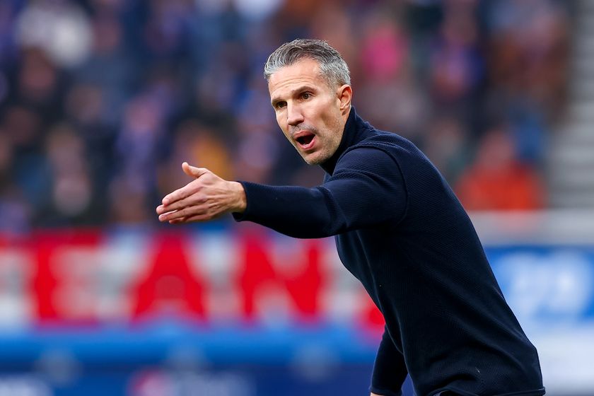 Robin van Persie on the touchlines issuing instructions to his players