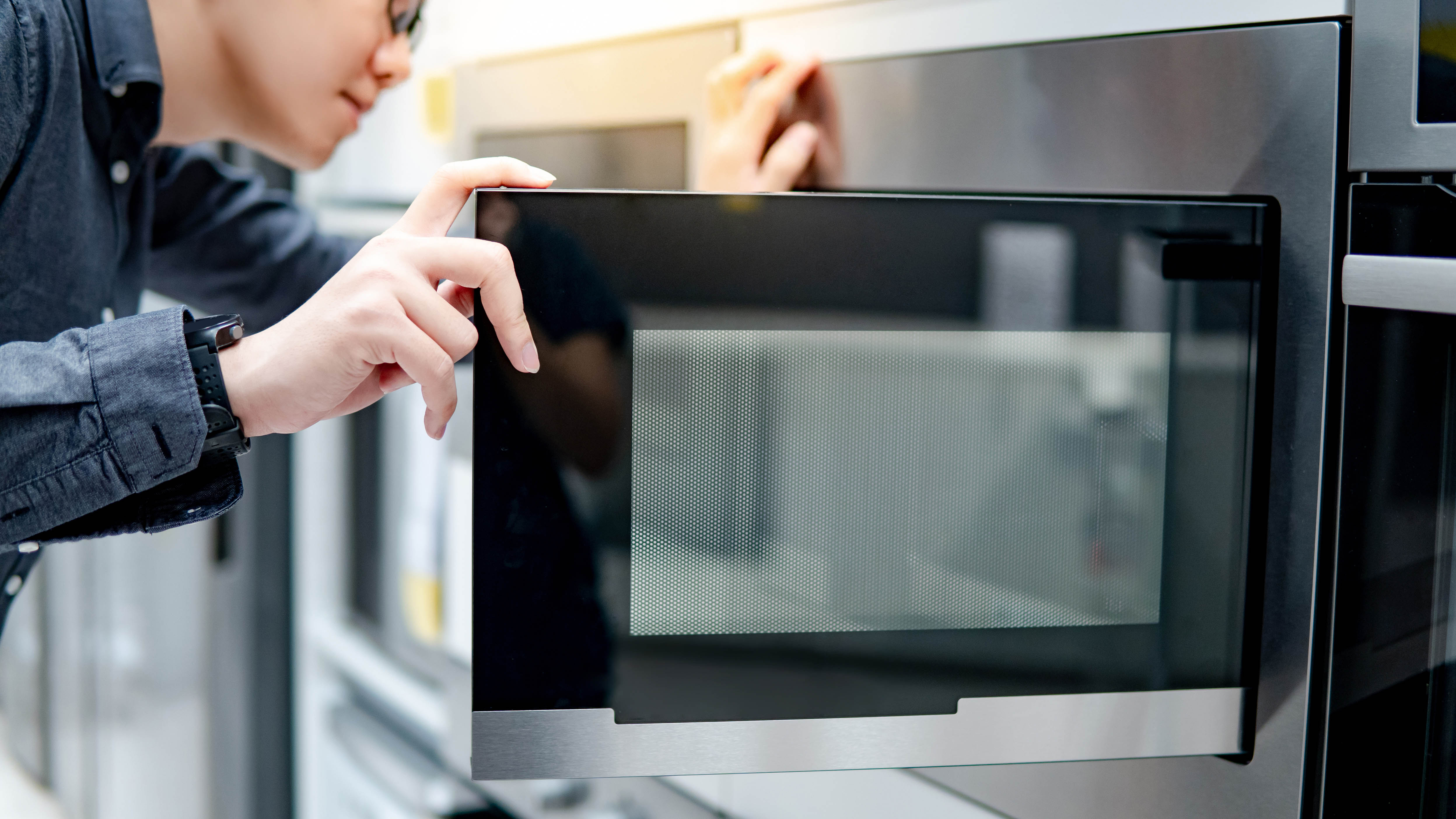 Man buying a microwave