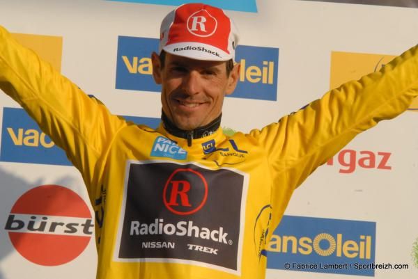 Andreas Kl&ouml;den (RadioShack) celebrates his time in yellow