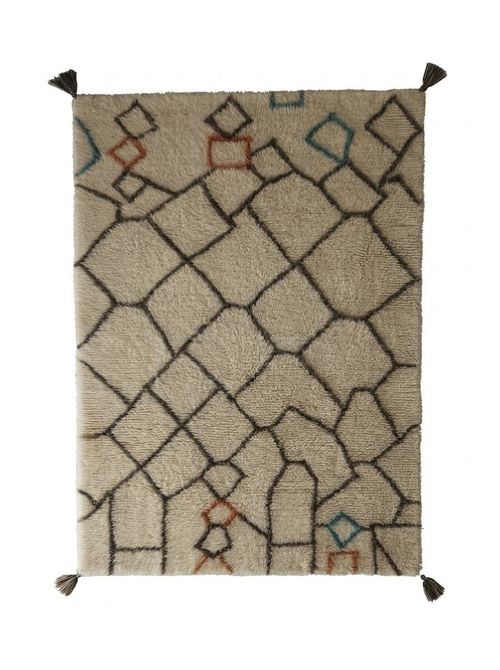 Berber Knotted Chain Rug Ivory/Multi