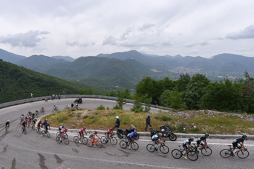 The switchbacks on a climb during the Giro d'Italia