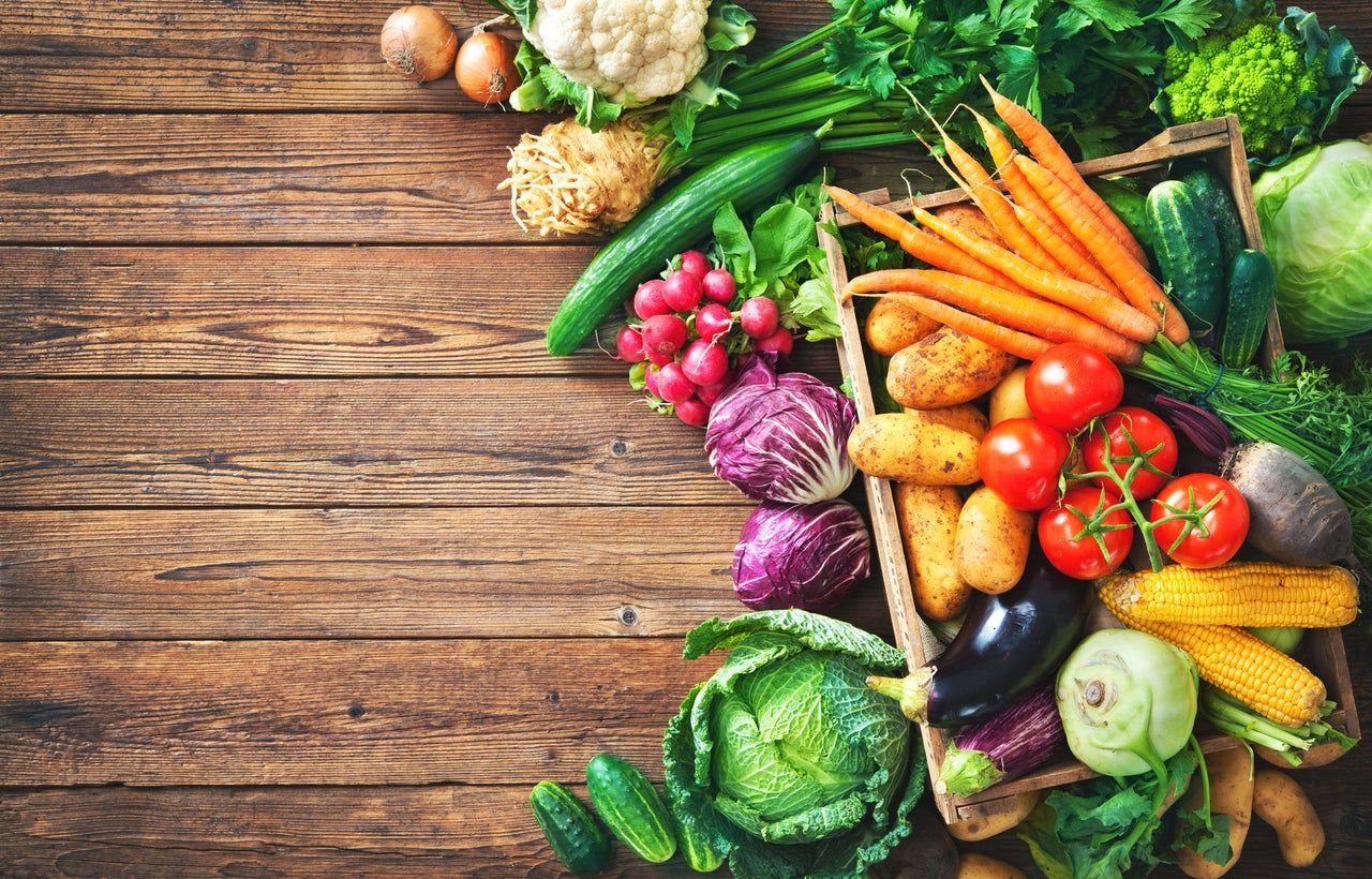 Wooden Table Full Of Vegetables