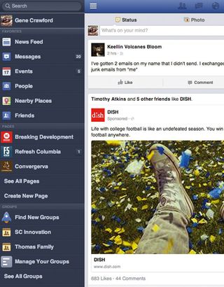 Facebook's mobile site popularised off-canvas design