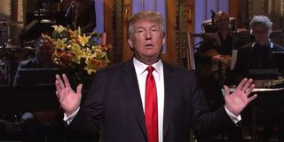 Donald Trump giving his SNL monologue in 2015.