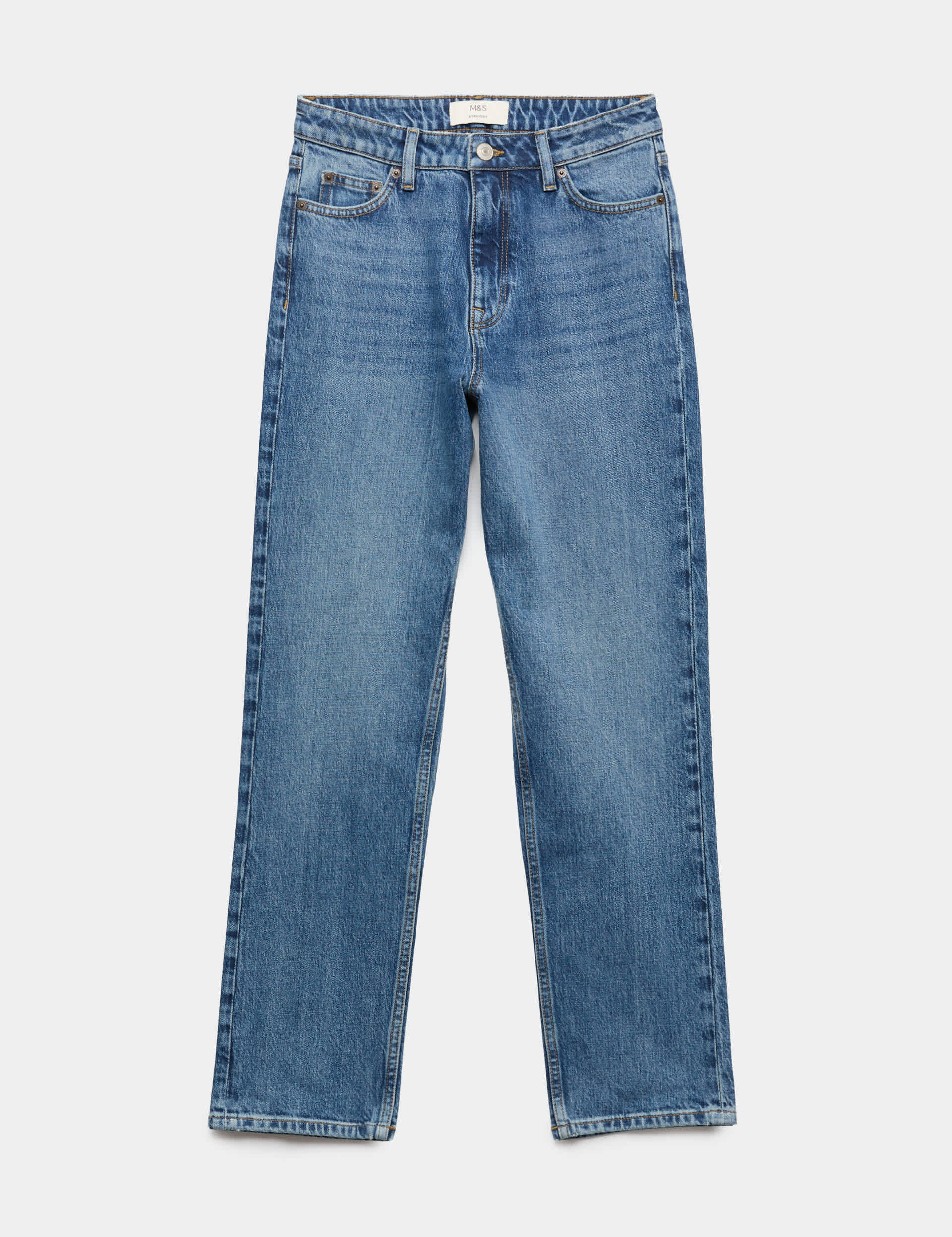 Mid Rise Straight Leg Ankle Length Jeans