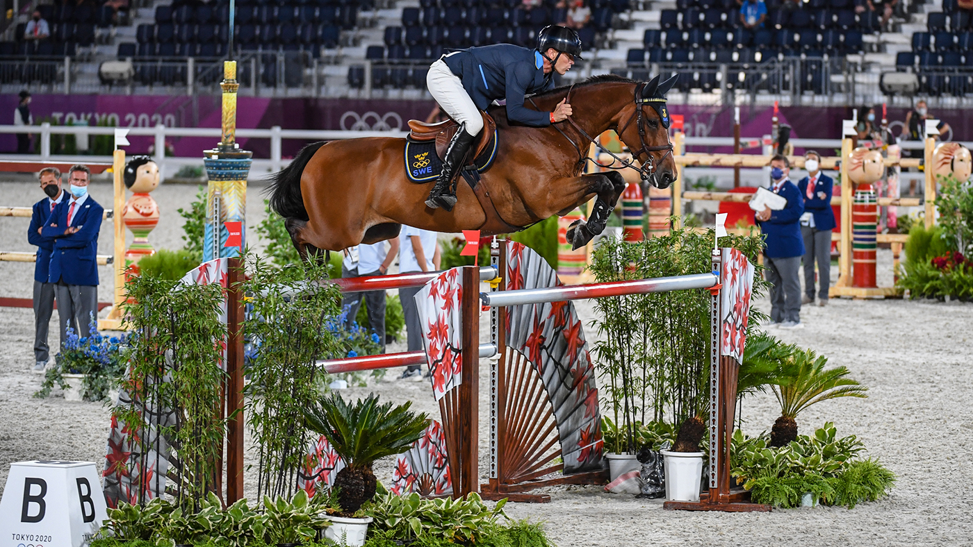 Peder Fredricson riding H&amp;amp;M All In during the Olympic team showjumping final at the Tokyo 2020 Olympic Games