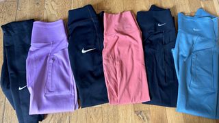 A selection of Nike leggings tested by the author, Jane McGuire