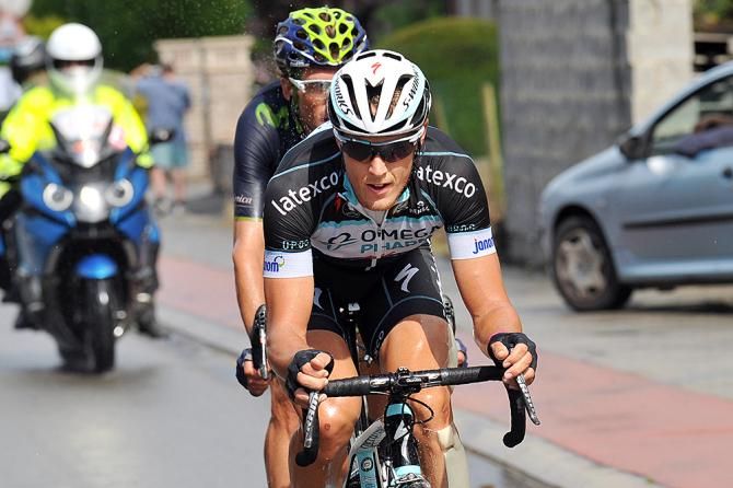 Matteo Trentin (Omega Pharma-QuickStep) and Pablo Lastras Garcia (Movistar)