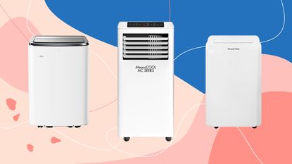 The best portable air conditioners as tested by the Ideal Home team on a blue background