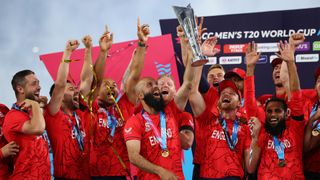 England celebrate winning the 2022 T20 World Cup in Melbourne, Australia.