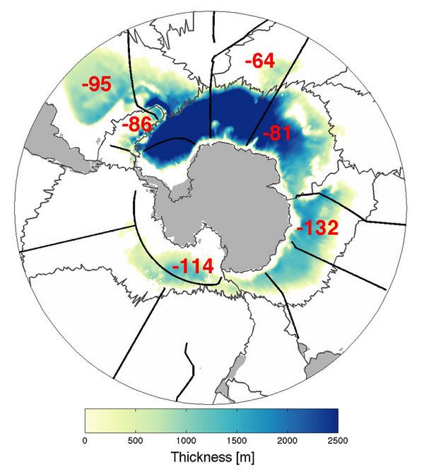 Layers of Antarctic Bottom Water and the rates it is disappearing at