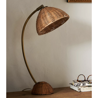 arched rattan table lamp
