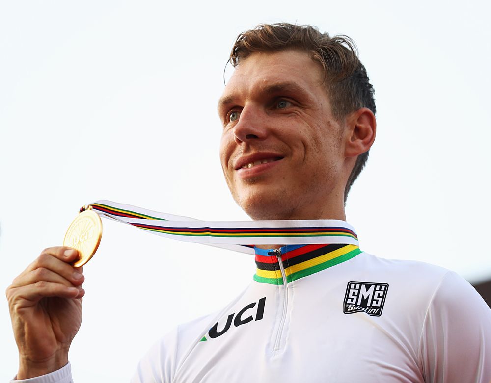 Tony Martin (Germany) wins the time trial title at the 2016 UCI Road World Championships
