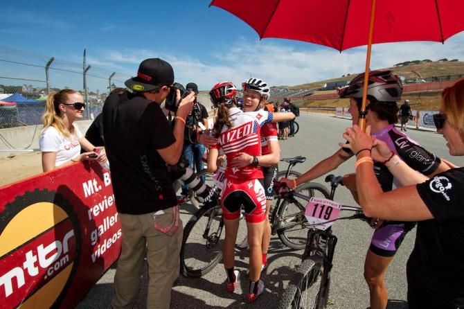 Celebrations at the finish for racers who haven't seen each other over a long winter. Welcome back!