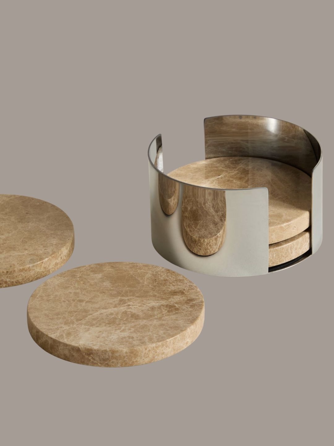 M&amp;amp;S, Set of 4 Stone Coasters With Holder