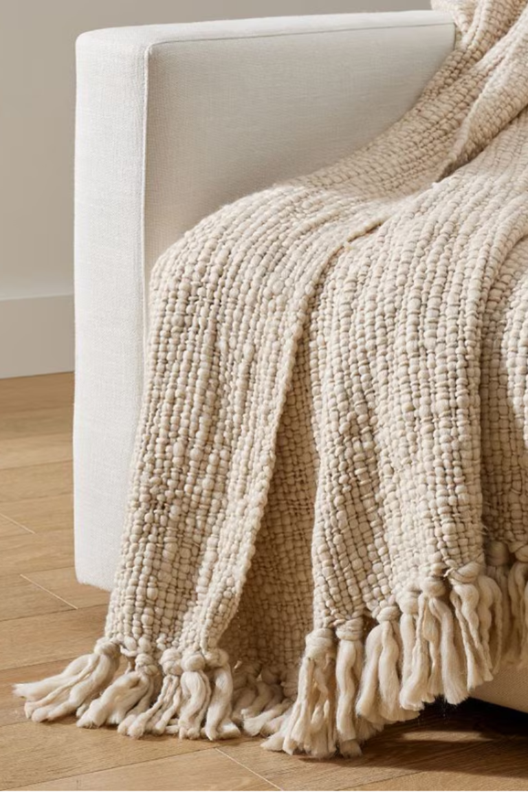 Pottery Barn Textured Basketweave Knit Throw
