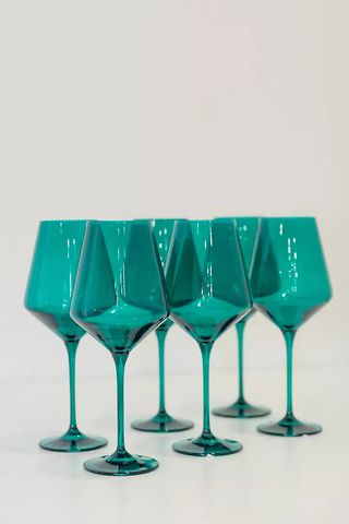 Estelle Colored Glass Wine Glass Set emerald green