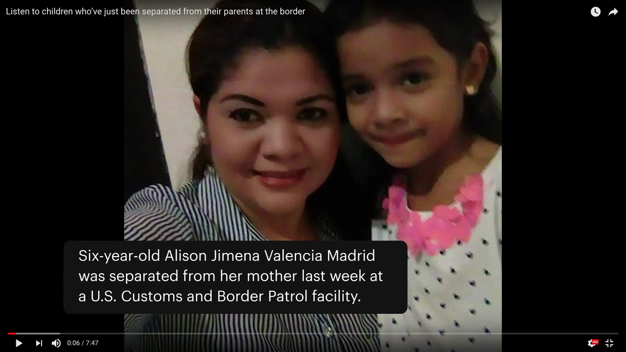 Six-year-old separated from her mother.