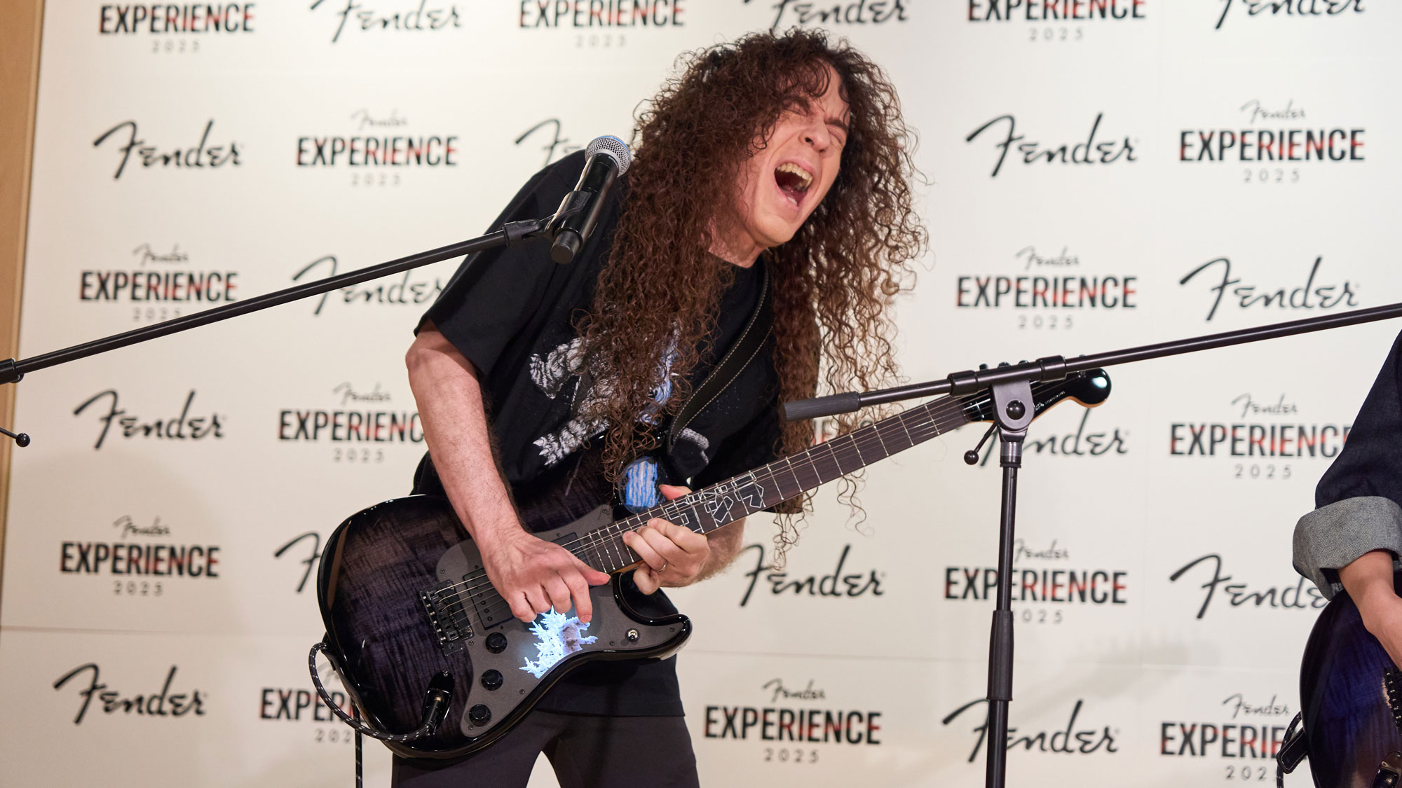 Marty Friedman plays a Godzilla Stratocaster at Fender Flagship Tokyo