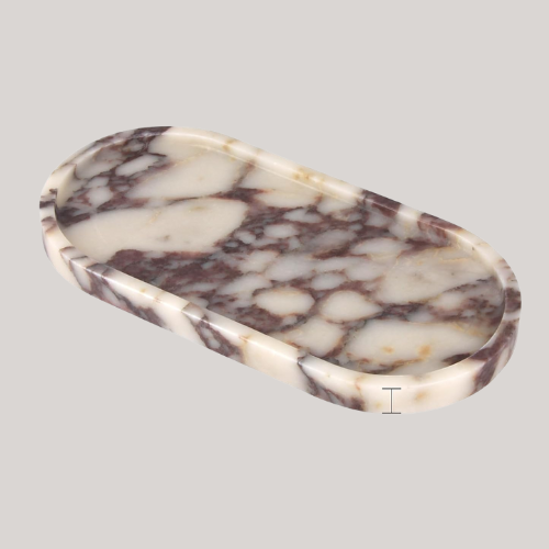 Calacatta Viola Marble Tray, Oval Natural Luxury Marble Home Kitchen Bathroom Vanity Table Tray, Stone Decorative Countertop Serving Trays for Coffee Perfume Jewelry Makeup Key 30 X 15 Cm