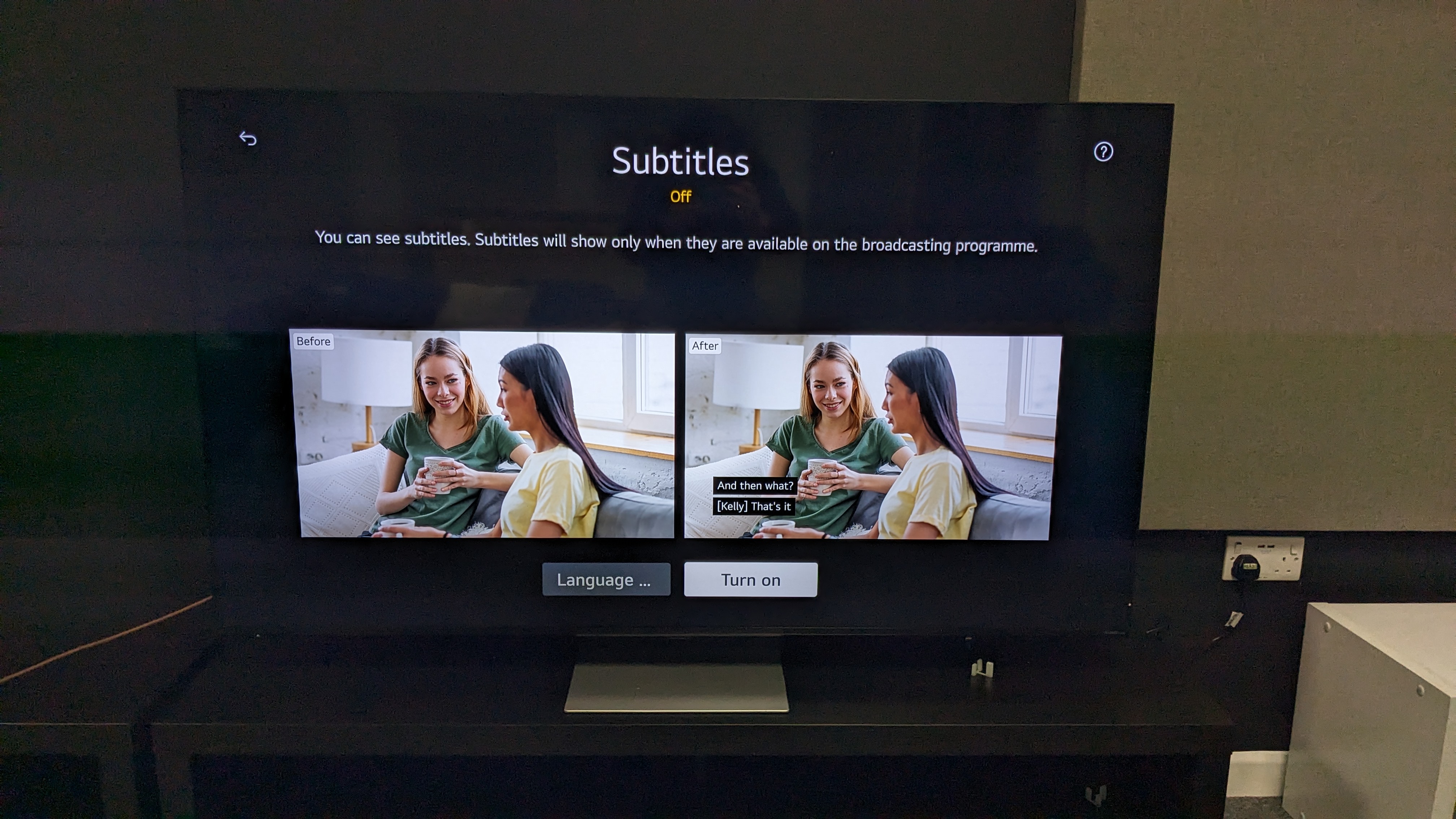 accessibility subtitle feature on LG webOS 24