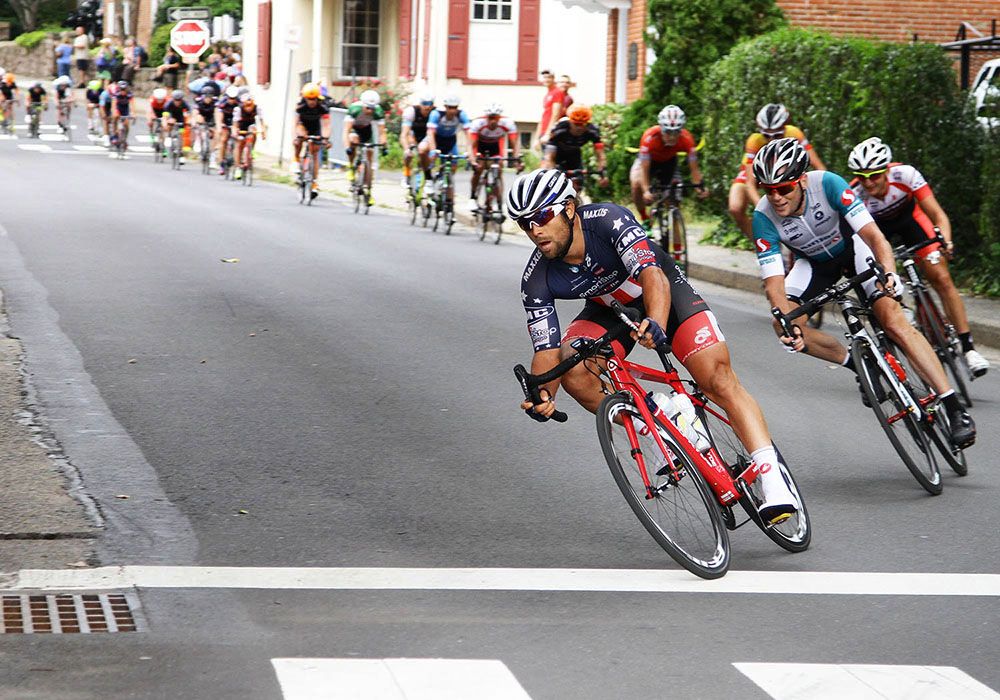Eric Marcotte (Team SmartStop) starts to string out the field.